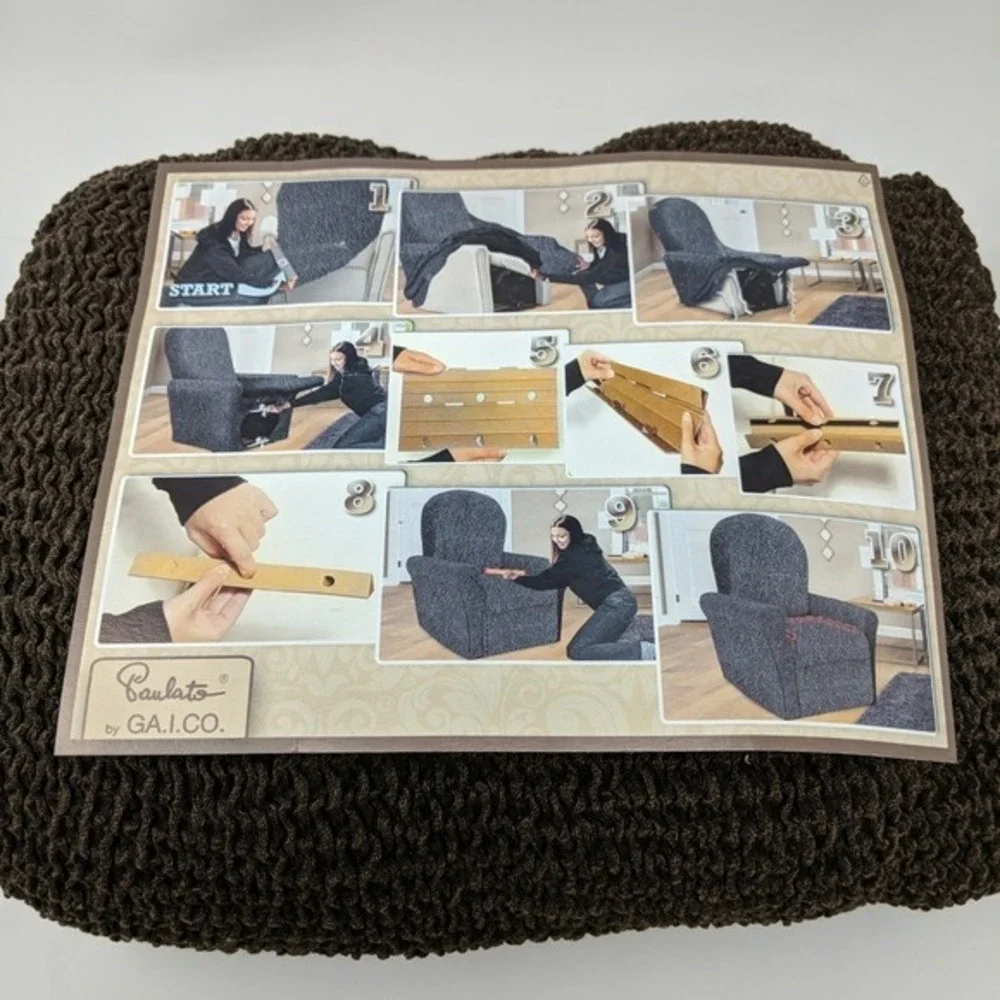 Paulato by Gaico Melodia Recliner Stretch Embossed Furniture Cover Dark Brown‎